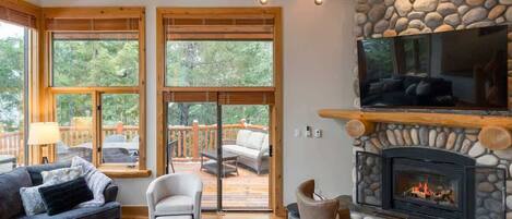 TV, fireplace, offices