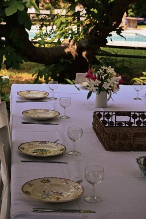 Outdoor banquet area