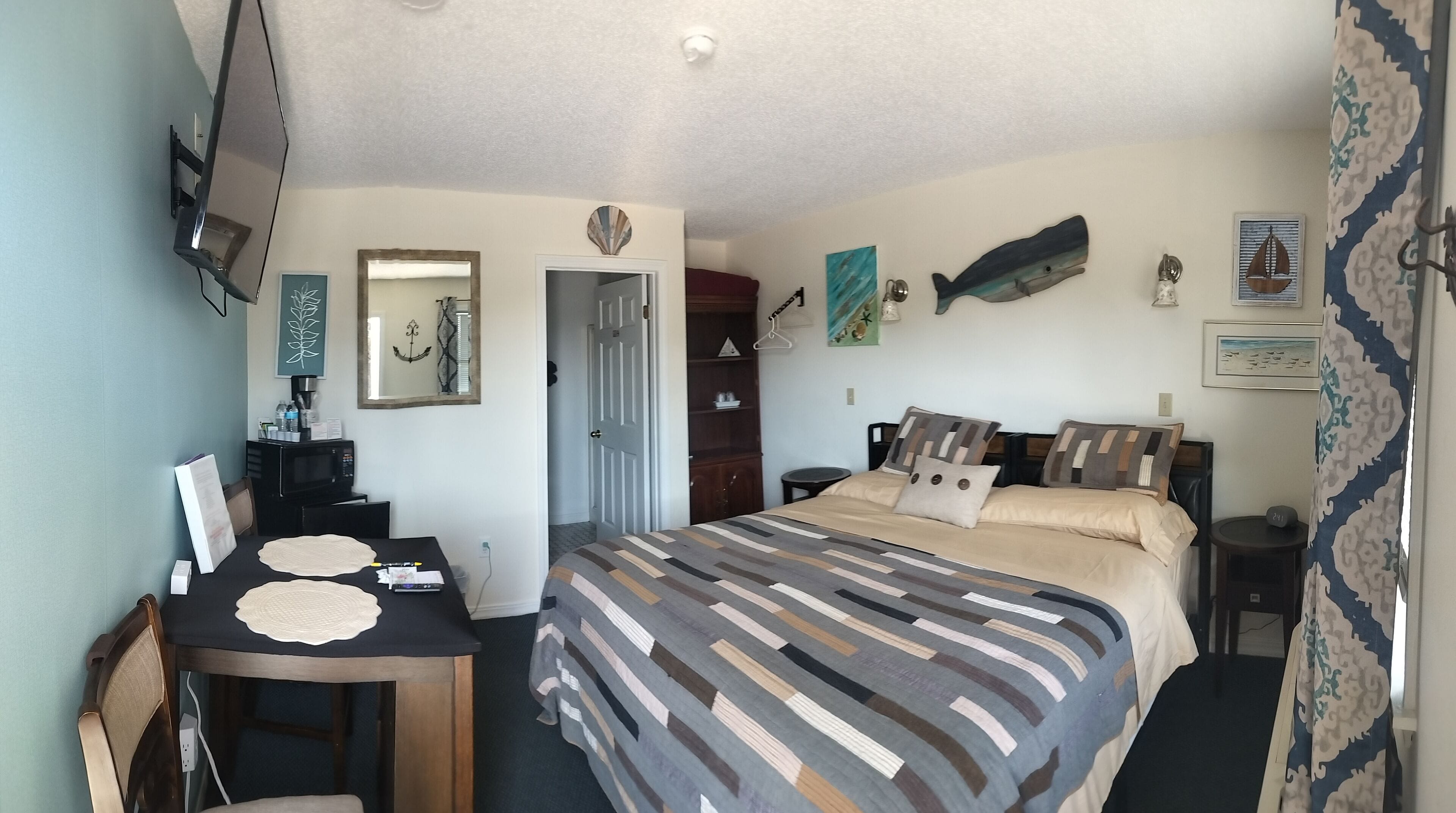 Blackout drapes, iron/ironing board, free WiFi, bed sheets