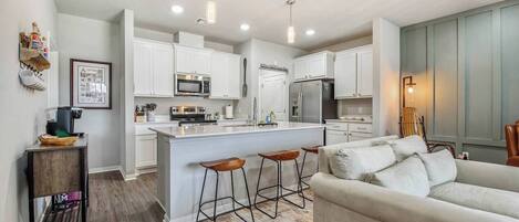 Fridge, microwave, oven, dishwasher