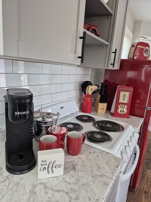 Microwave, stovetop, dishwasher, toaster