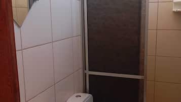 Shower, towels, soap, shampoo