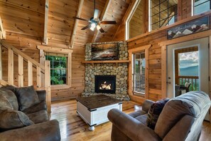 TV, fireplace, video games