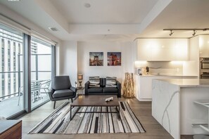 Living area - Cozy 2BR Apt with Gym and Cinema near Pier 21 (Halifax)
