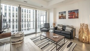 Living area - Luxury Downtown 2BD/2BA Suite at The Roy w/ Pool, Sauna, Gym & Balcony (Halifax)
