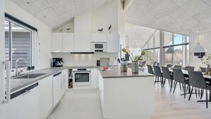 Fridge, oven, stovetop, coffee/tea maker