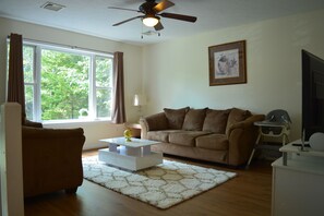 Smart-TV, Tischtennisplatte, Bücher, Drucker