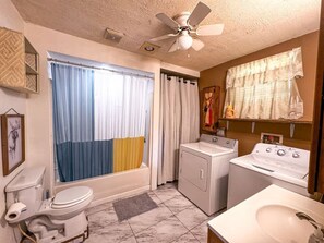 Hair dryer, towels