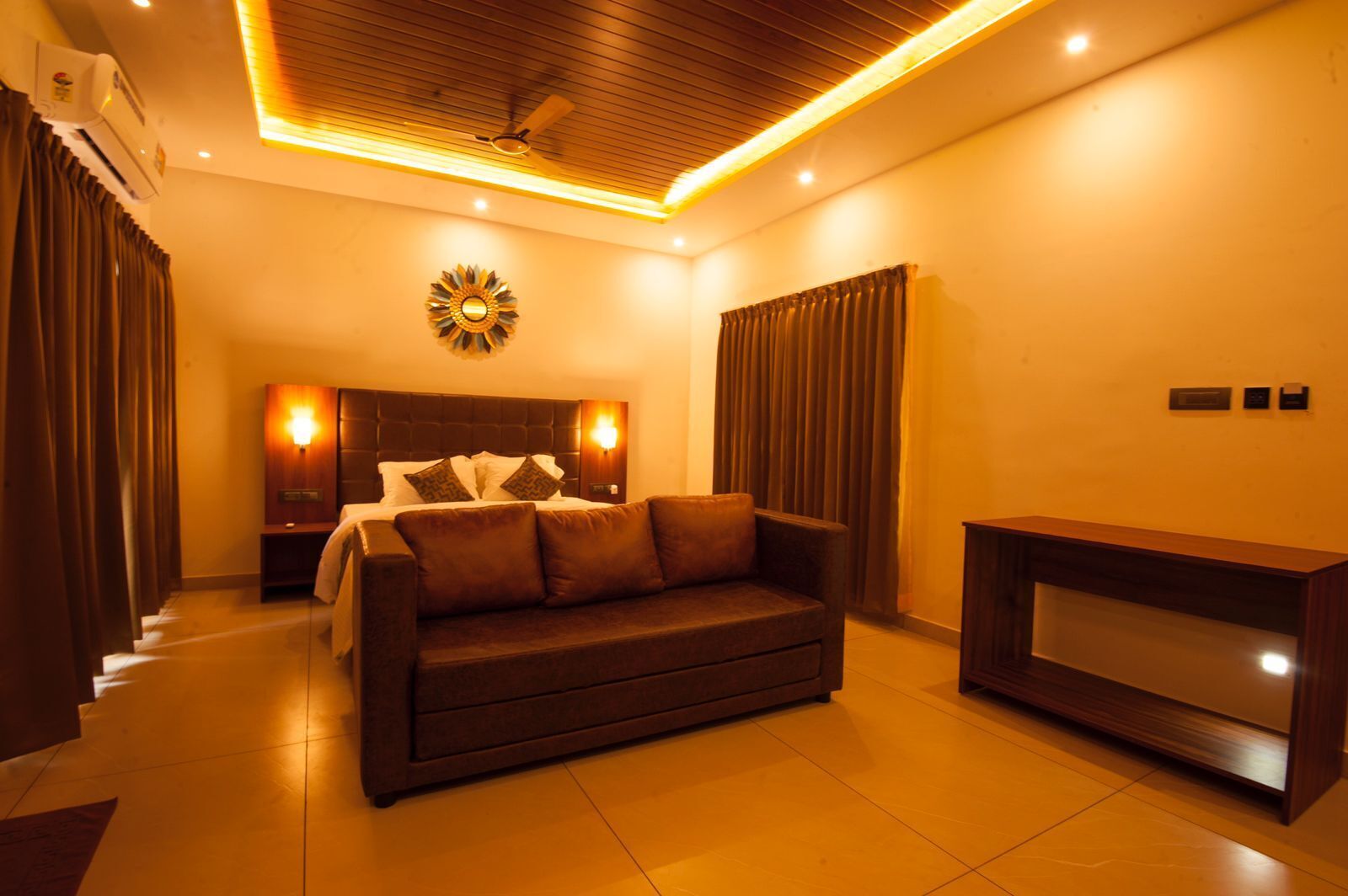 Blackout drapes, iron/ironing board