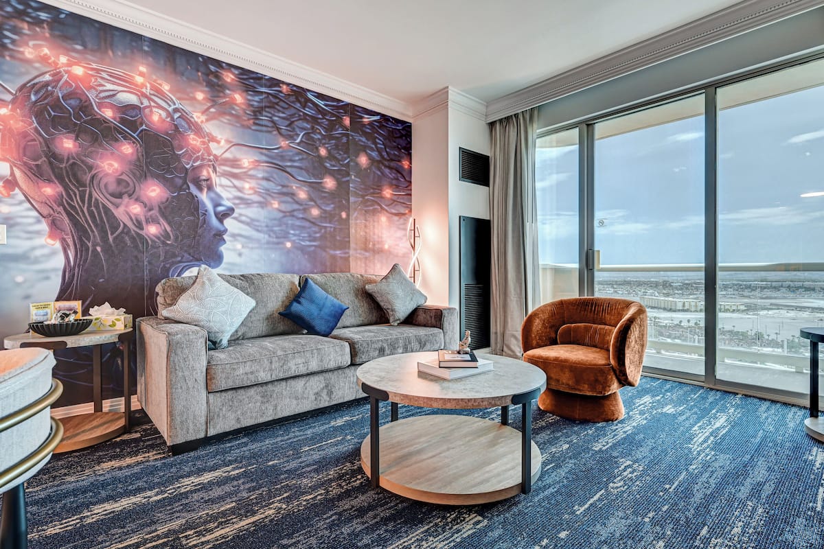 Family Suite, 1 King Bed with Sofa bed, Balcony, City View | Living area