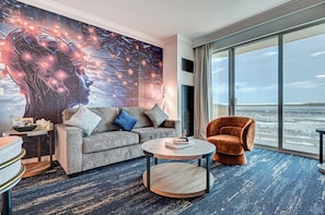 Family Suite, 1 King Bed with Sofa bed, Balcony, City View | Living area