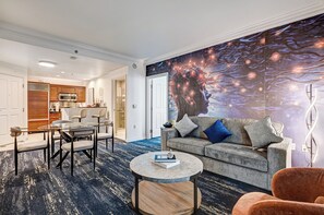 Family Suite, 1 King Bed with Sofa bed, Balcony, City View | Living area - Suite Hub LV at Signature Sphere View (Las Vegas)
