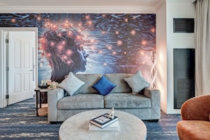 Family Suite, 1 King Bed with Sofa bed, Balcony, City View | Living area