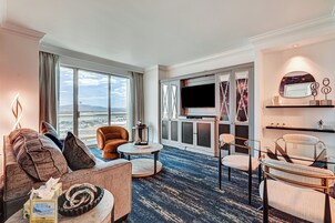 Family Suite, 1 King Bed with Sofa bed, Balcony, City View | Living area