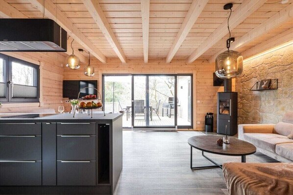 Smart TV, fireplace, stereo