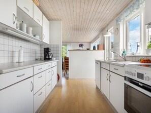 Fridge, dishwasher, cookware/dishes/utensils