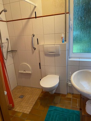 Dusche, Haartrockner, Handtücher