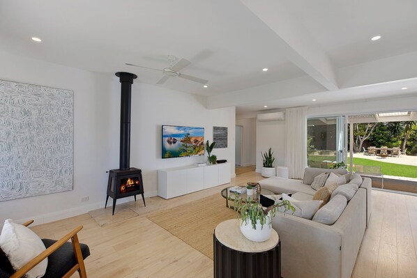 TV, fireplace