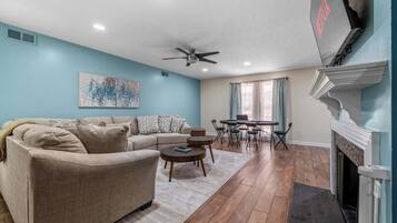 TV, fireplace, table football, offices