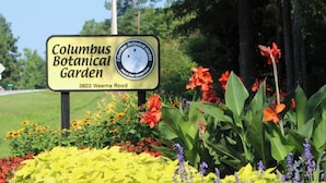 A sign for Columbus Botanical Garden at 3603 Weems Road.