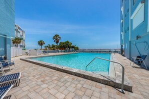 A heated pool - Beachfront Escape at Martinique South: 2BR/2BA Condo (Holmes Beach)