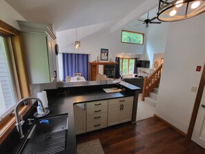 Fridge, microwave, oven, stovetop - Multi-level, open concept, AC, wooded view, deck, swim club. F1602 by LRS (Lincoln)