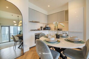 Luxury Apartment, Balcony, City View | Private kitchenette - Manzil-2BR with full Burj Khalifa View (Dubai)