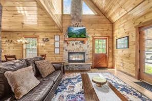 TV, fireplace, video games, DVD player