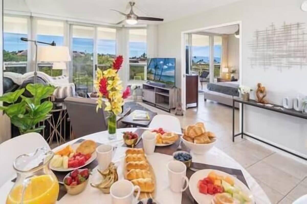 Leilighet – deluxe, balkong, havutsikt | Spisestue