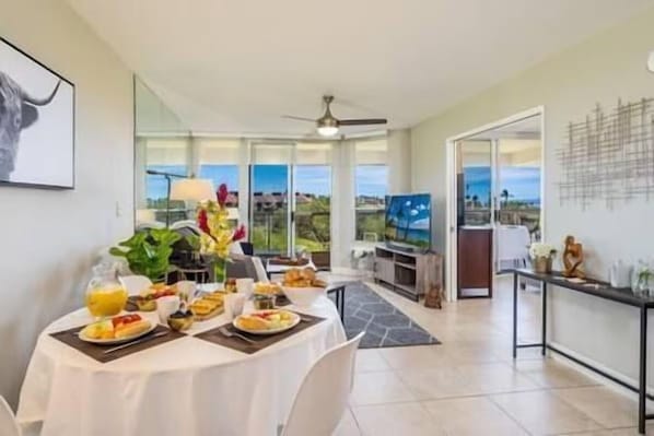 Deluxe Apartment, Balcony, Ocean View | Egyptian cotton sheets, premium bedding, memory foam beds, desk