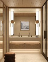 Shower, hair dryer, slippers, towels