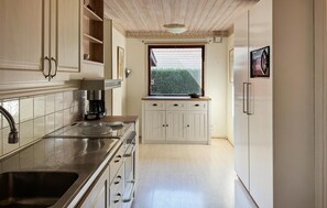 Fridge, stovetop, coffee/tea maker