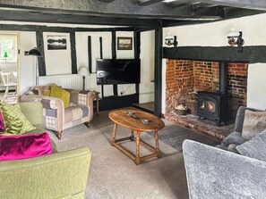 TV, fireplace