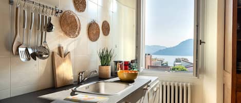 Apartemen, pemandangan danau | Seprai premium, selimut bulu angsa, dan setrika/meja setrika