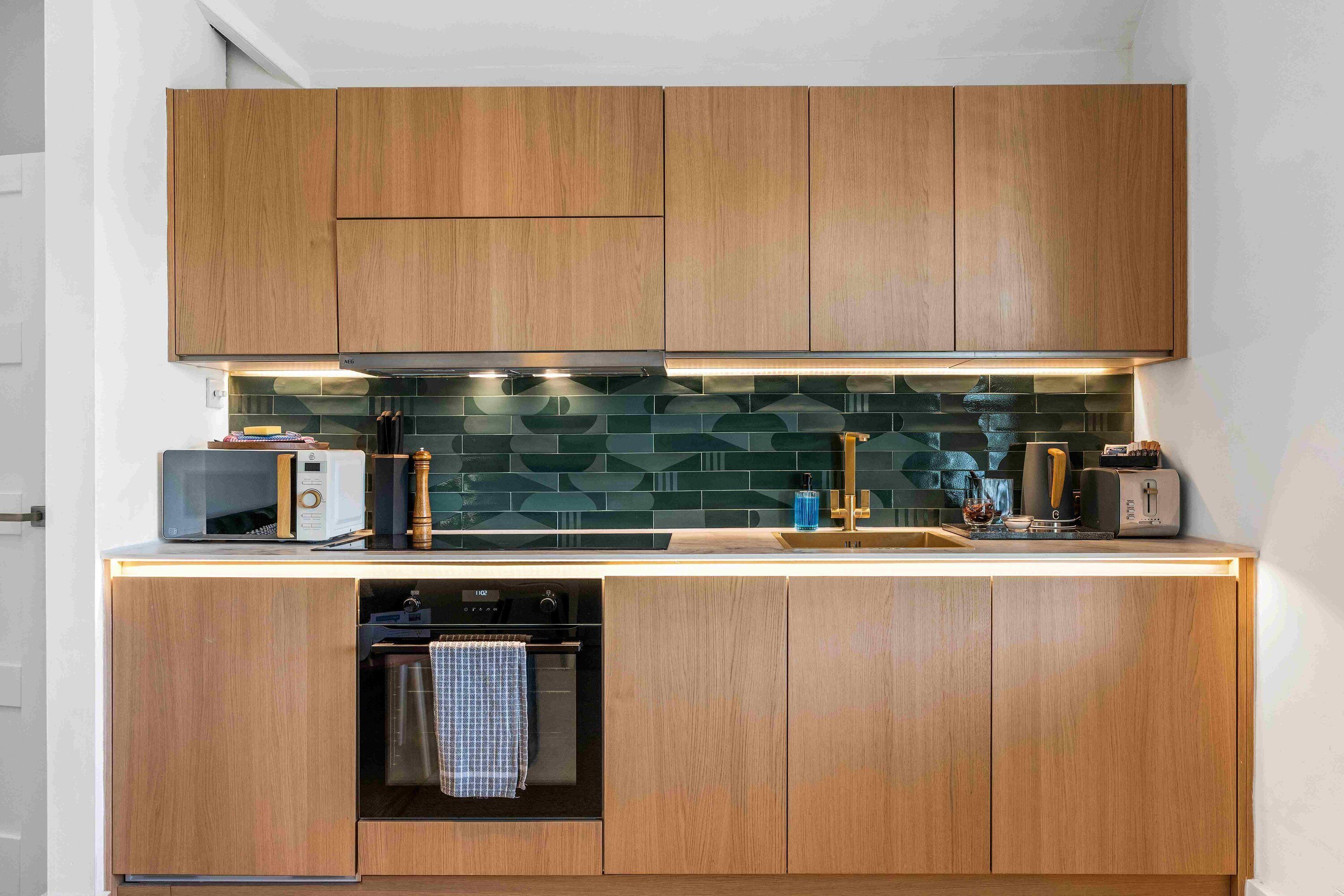 Fridge, microwave, oven, toaster