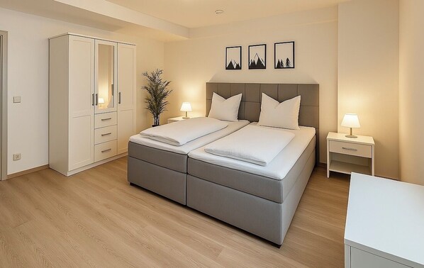 2 habitaciones, tabla de planchar con plancha, wifi y ropa de cama 