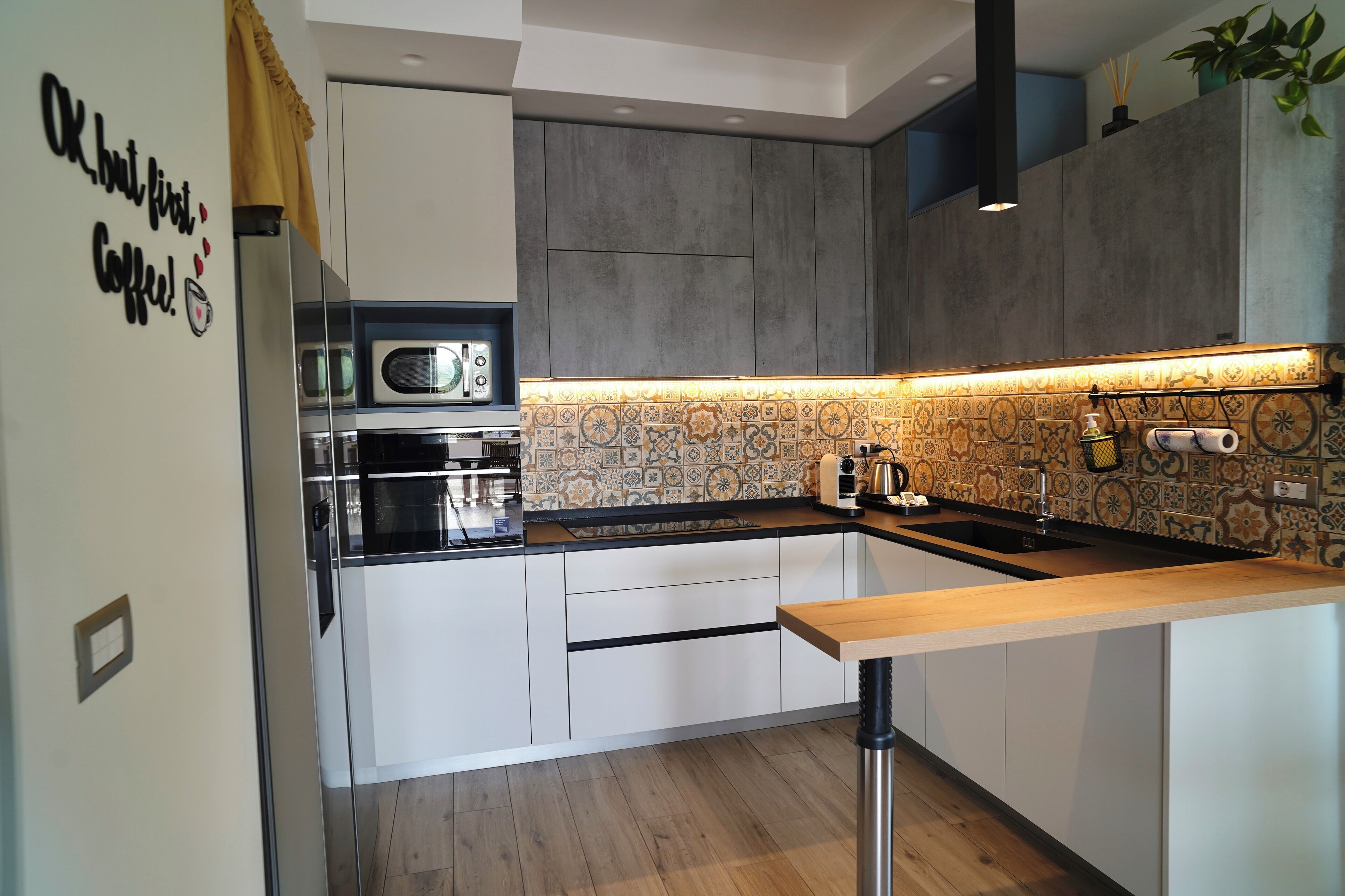 Fridge, microwave, oven, dishwasher