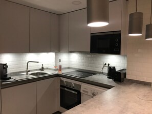 Fridge, microwave, oven, dishwasher