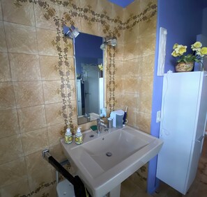 Secadora de cabello, jabón, papel de baño 