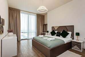 Superior Apartment, 1 Bedroom, Balcony, Pool View | In-room safe, blackout drapes, iron/ironing board, free WiFi - Stylish 1BR Apartment at Meera Tower (Dubai)