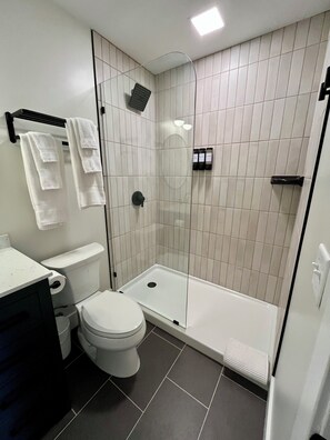 Shower, hair dryer, towels, soap - Ultimate Downtown Location (Toledo)