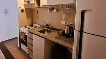Fridge, microwave, oven, toaster