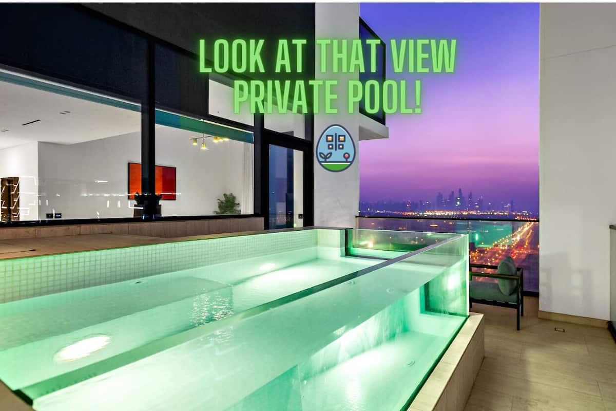 Appartement luxueux, 2 chambres, balcon, vue sur la ville | Piscine privée