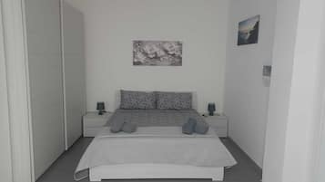 1 bedroom, iron/ironing board, travel cot, bed sheets