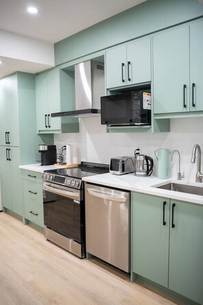 Microwave, oven, stovetop, dishwasher