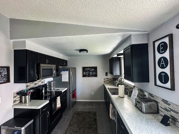 Microwave, oven, stovetop, dishwasher