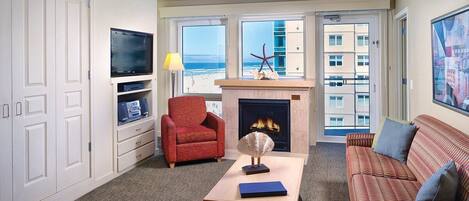 Televisión y chimenea