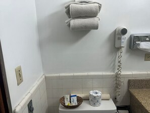 Free toiletries, hair dryer, towels