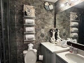 Hair dryer, towels