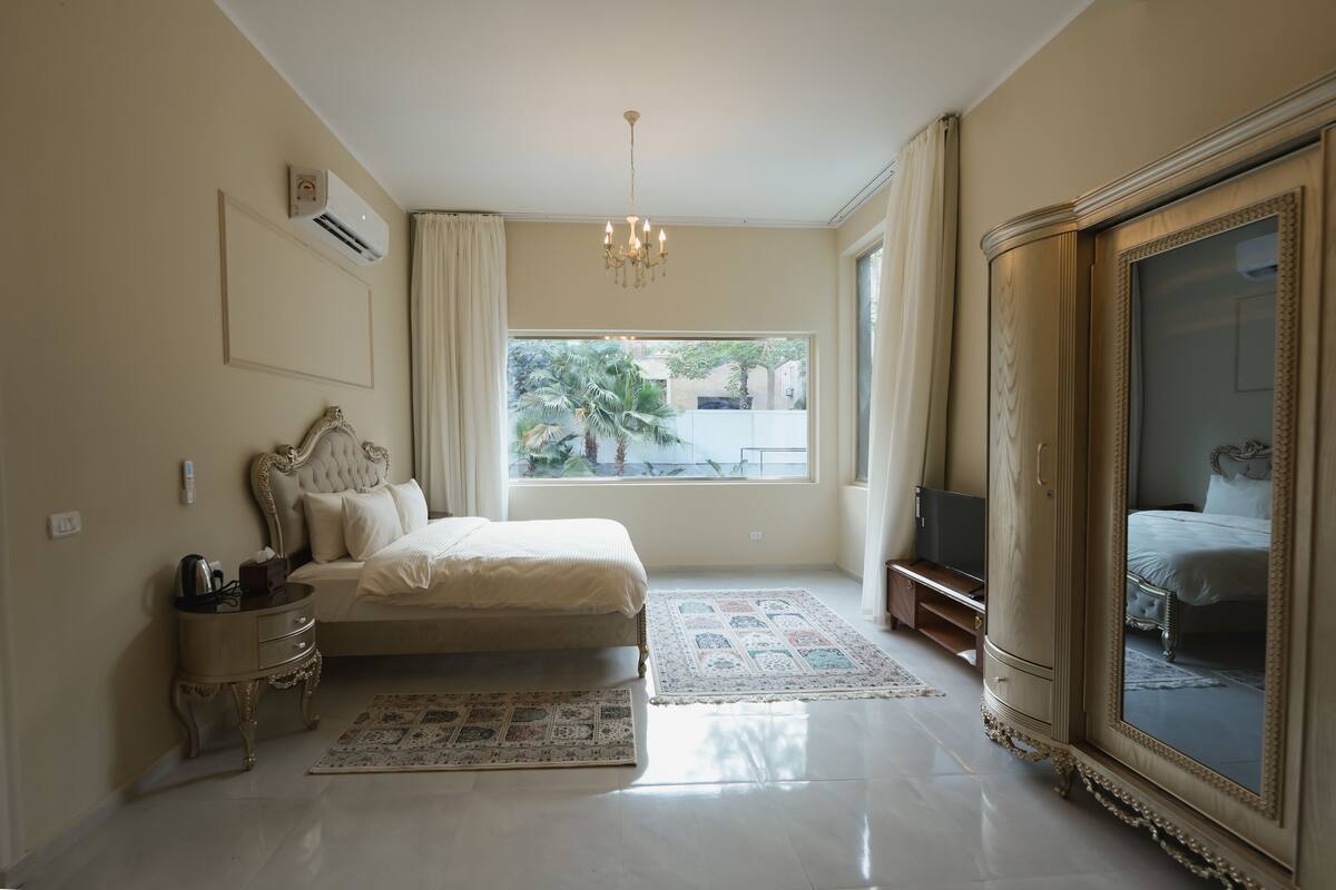 Panoramic Double Room, Balcony, Pool View | In-room safe, blackout drapes, soundproofing, iron/ironing board